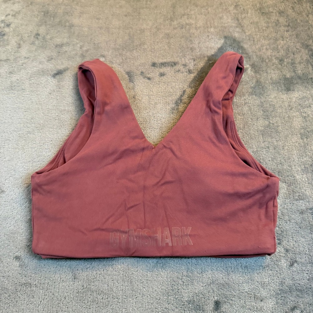 Gymshark Seamless Sports Bra Mauve Pink V Neck Womens Small Workout Athleisure - Picture 3 of 6